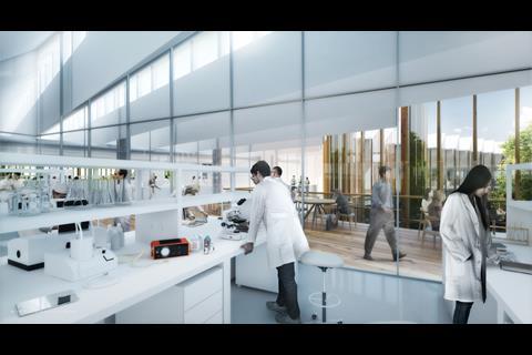 AstraZeneca's Cambridge HQ, designed by Herzog & de Meuron: Second-floor lab